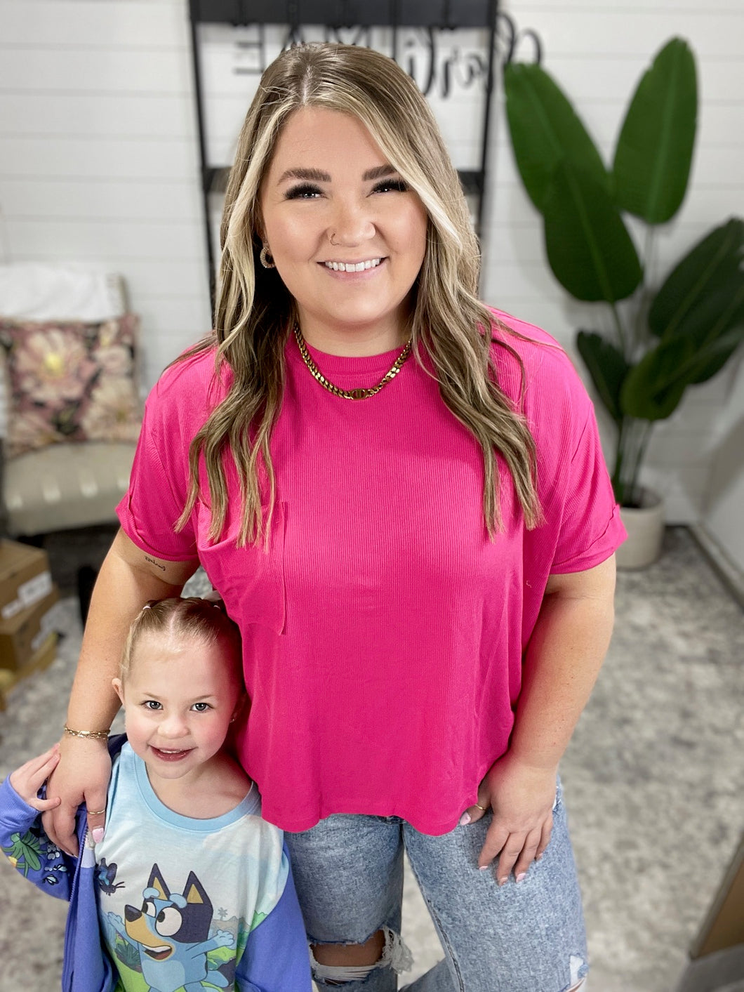 Bare Necessitee Relaxed Tee in Hot Pink