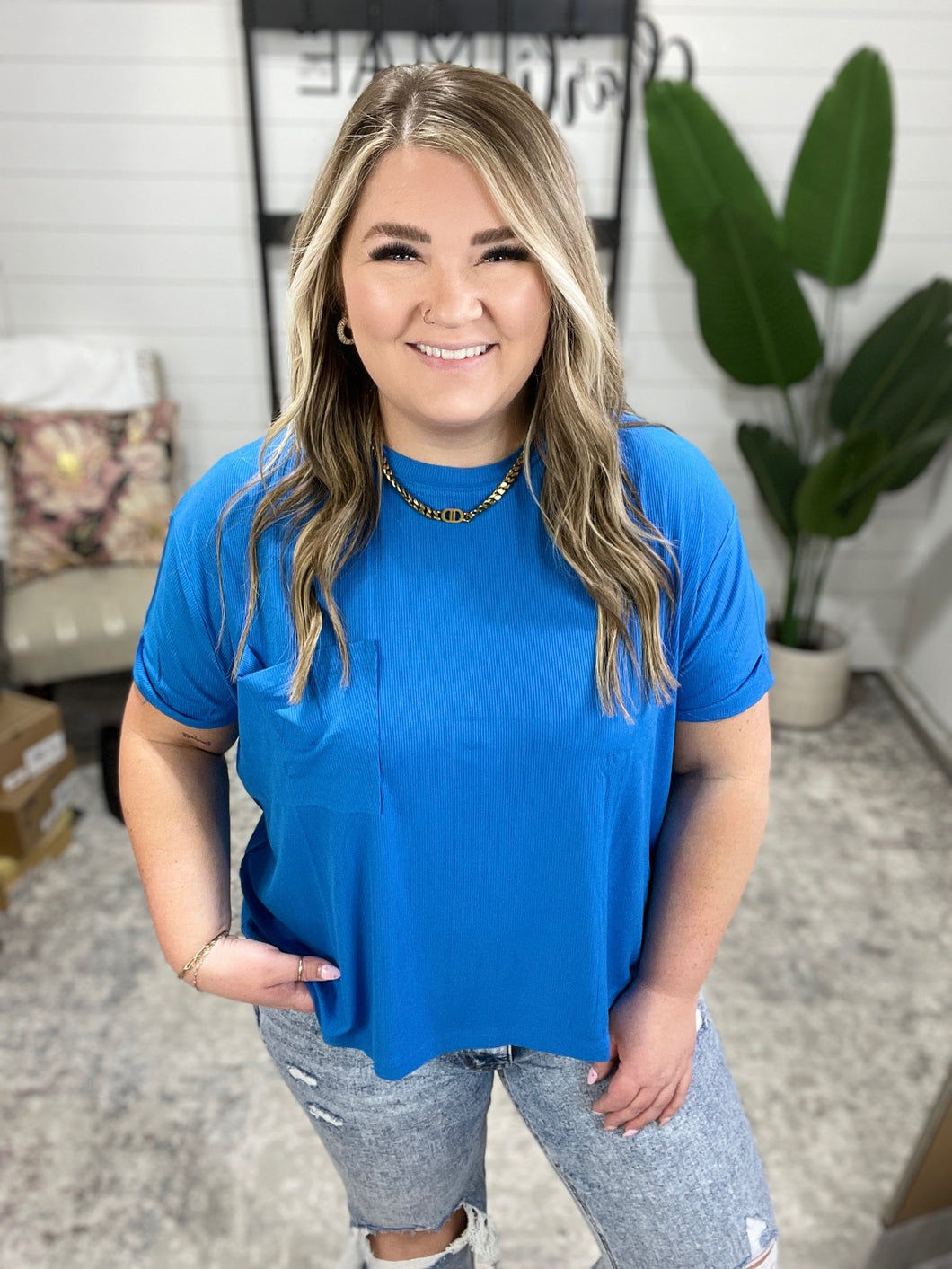 Bare Necessitee Relaxed Tee in Ocean Blue
