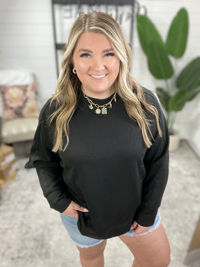 It's The Little Things Relaxed Scuba Pullover in Black