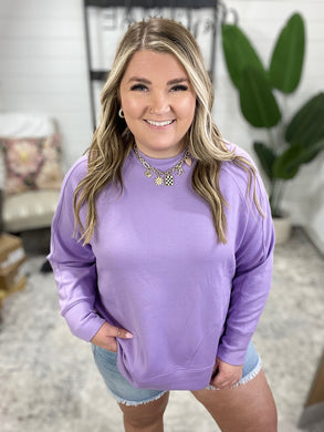 It's The Little Things Relaxed Scuba Pullover in Lavender