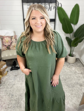 Hazel Dress in Dusty Pine