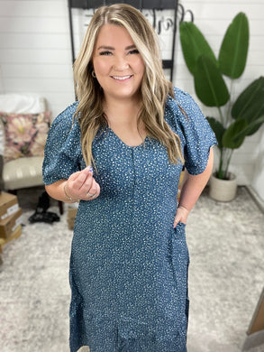 Olive Dress in Blue Vineyard