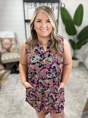 Lizzy Tank Dress in Black Paisley