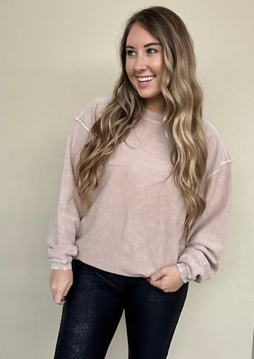 Essential Luxe Corded Crew Sweatshirt