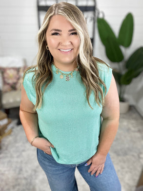 Casually Iconic Waffle Knit Top in Mint