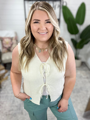 Loose Interpretation Tie Front Knit Vest