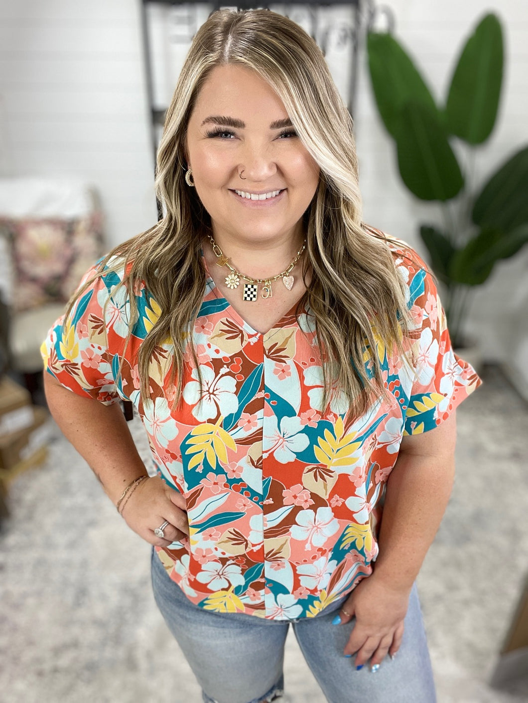 Lei Me Down V-Neck Top