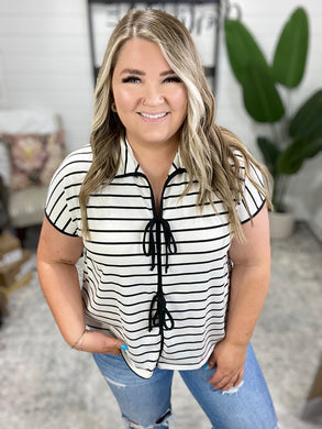 Knot Today Collared Bow Top