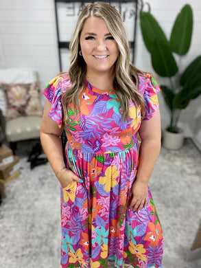 Pineapple Express Yourself Flutter Sleeve Dress