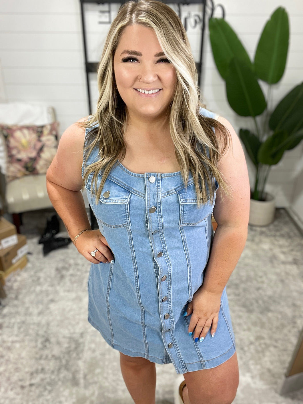 Most Surreal Button Front Denim Dress