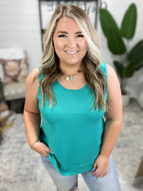 Mellow Muse Relaxed Knit Tank in Emerald