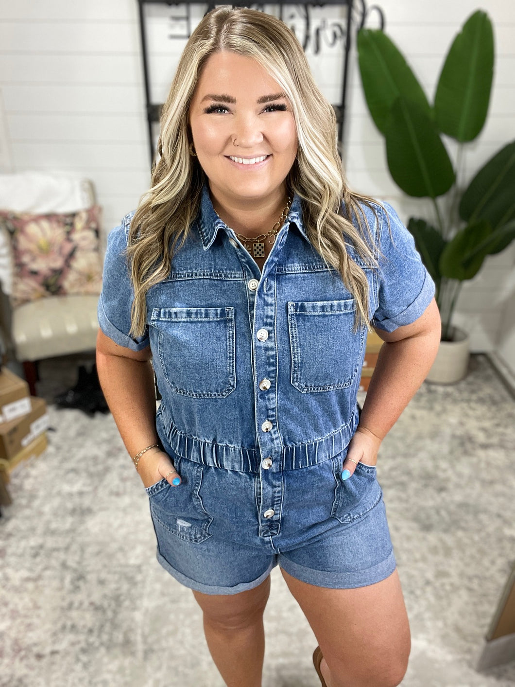 Pleasant and Relevant Denim Romper