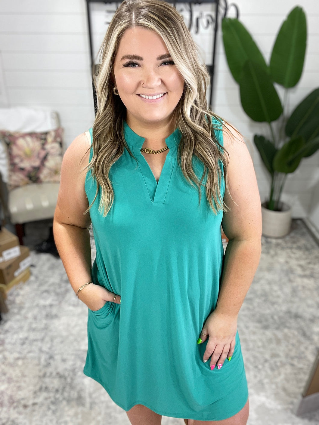 Lizzy Tank Dress in Emerald