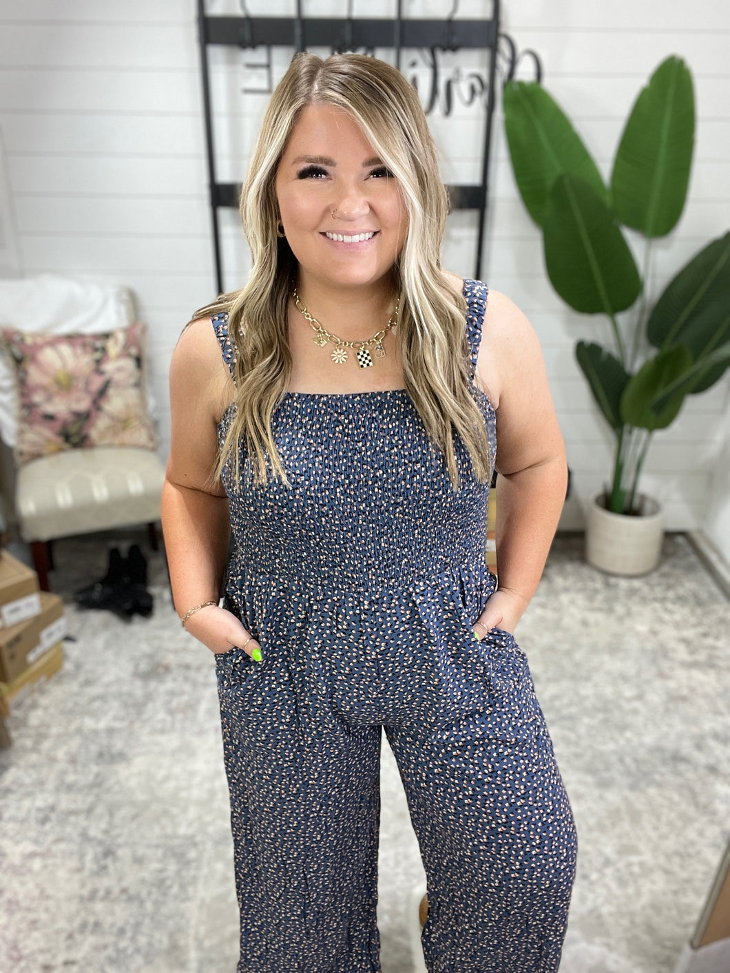 Live Your Best Life Floral Jumpsuit in Blue Floral
