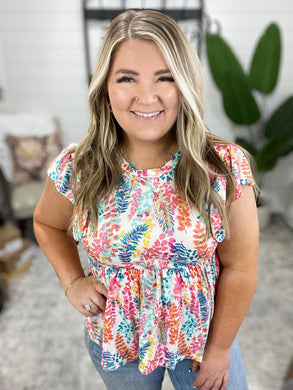 Flirt Alert Flutter Sleeve Top in Ivory