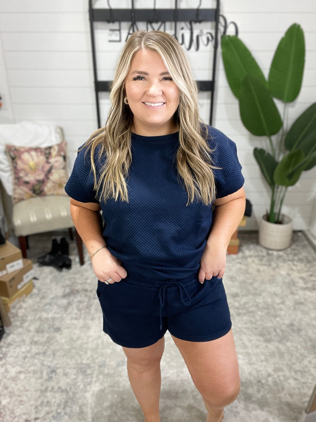 Love on the Loose Quilted Bottoms in Navy