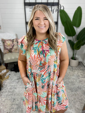 Bless Your Love Tiered Dress in Ivory, Orange and Mint