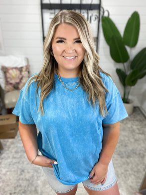 Just My Type Mineral Wash Relaxed Top in Deep Sky