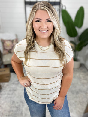 Jump Into It Textured Knit Top in Mocha Stripe