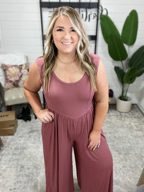 Head to Toe Whoa Gathered Wide Leg Jumpsuit in Mauve