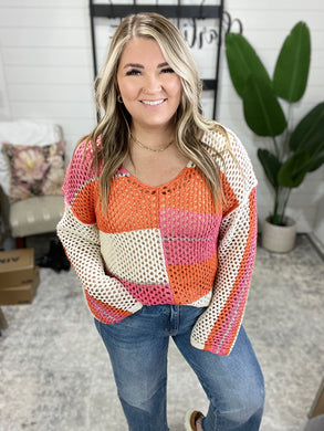 Off the Grid Net Color Block Layering Top