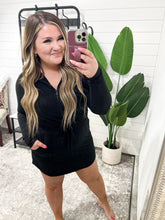 Load image into Gallery viewer, Getting Out Long Sleeve Hoodie Romper in Black