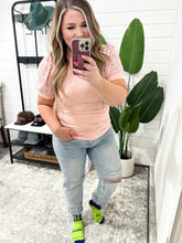 Load image into Gallery viewer, Floral Sleeve Top In Peachy Rose Knit