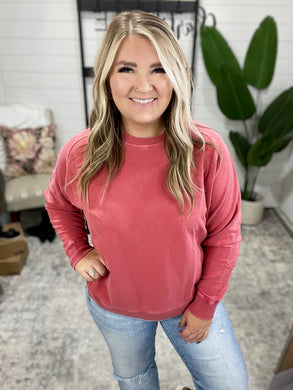 Daily Ease Mineral Wash Pullover in Ruby