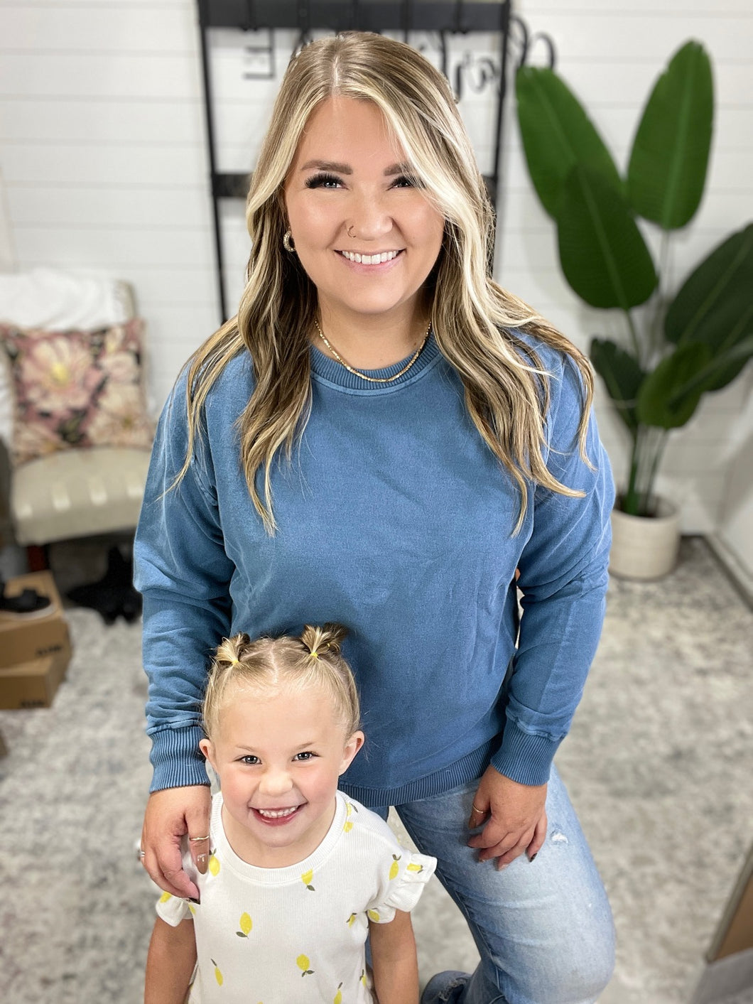 Daily Ease Mineral Wash Pullover in Dusty Blue