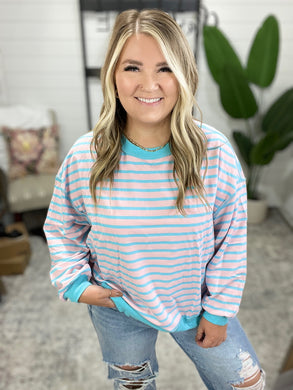 Color Clash Drop Shoulder Long Sleeve