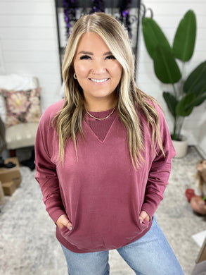 For the Experience Relaxed Pullover in Cabernet