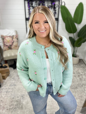 Ampersand Oversized Knit Cardigan - Cozy Rosy