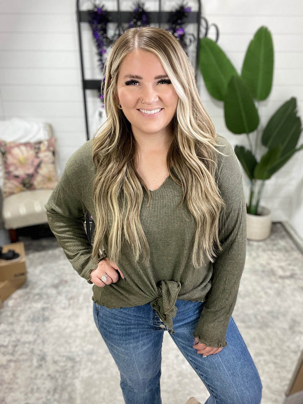 Don't Be Careless Ribbed Knit Top