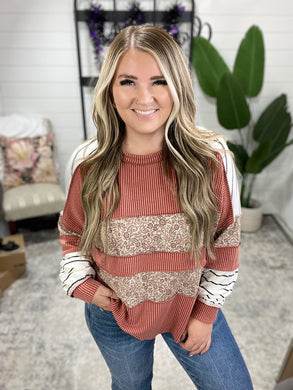 All Over the Place Color Block Relaxed Pullover