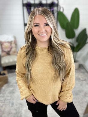 Bubbly Personality Bubble Sleeve Sweater in Wheat