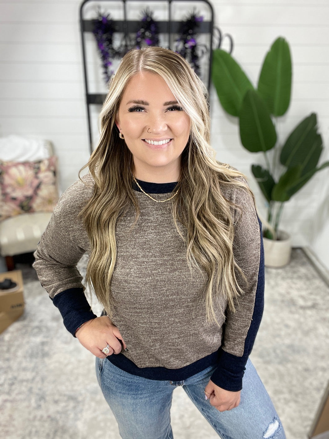 Give Me a Call Color Block Pullover