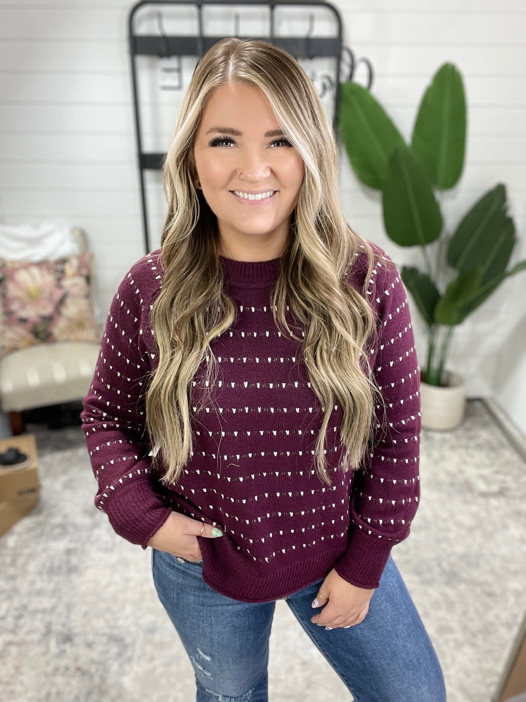 Leaves or Breeze Long Sleeve Knit Top