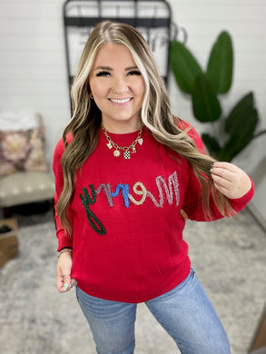 Merry Applique Drop Shoulder Pullover