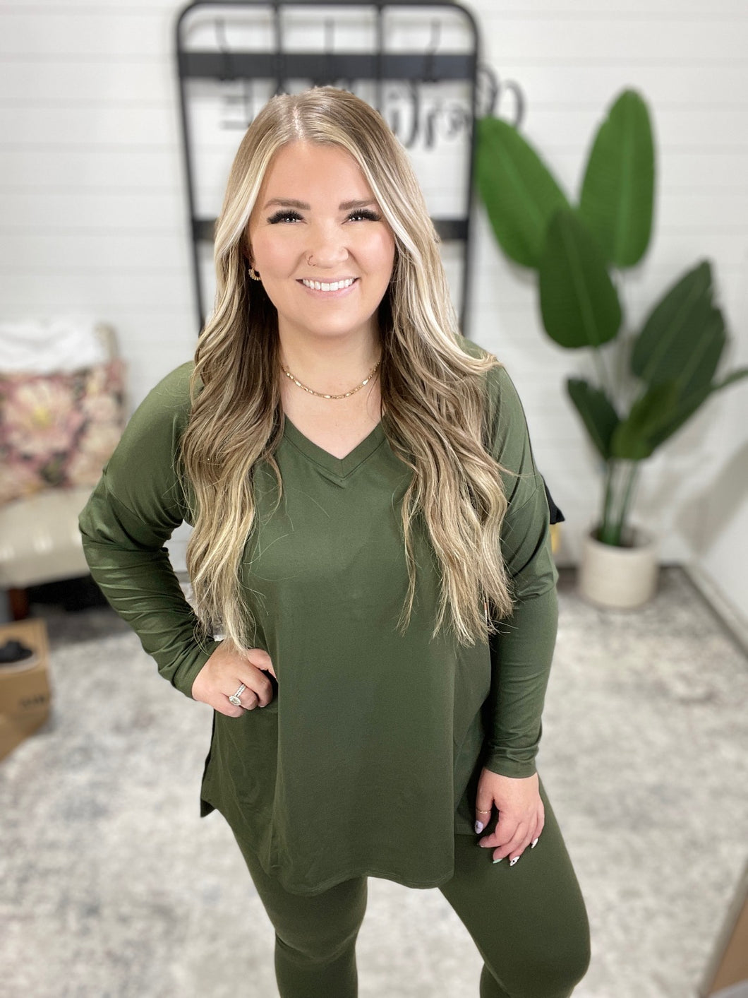 Next to Nothing Top and Bottom Set in Dark Olive