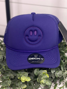 Adult Smiley Face Embroidered Snapback Hat