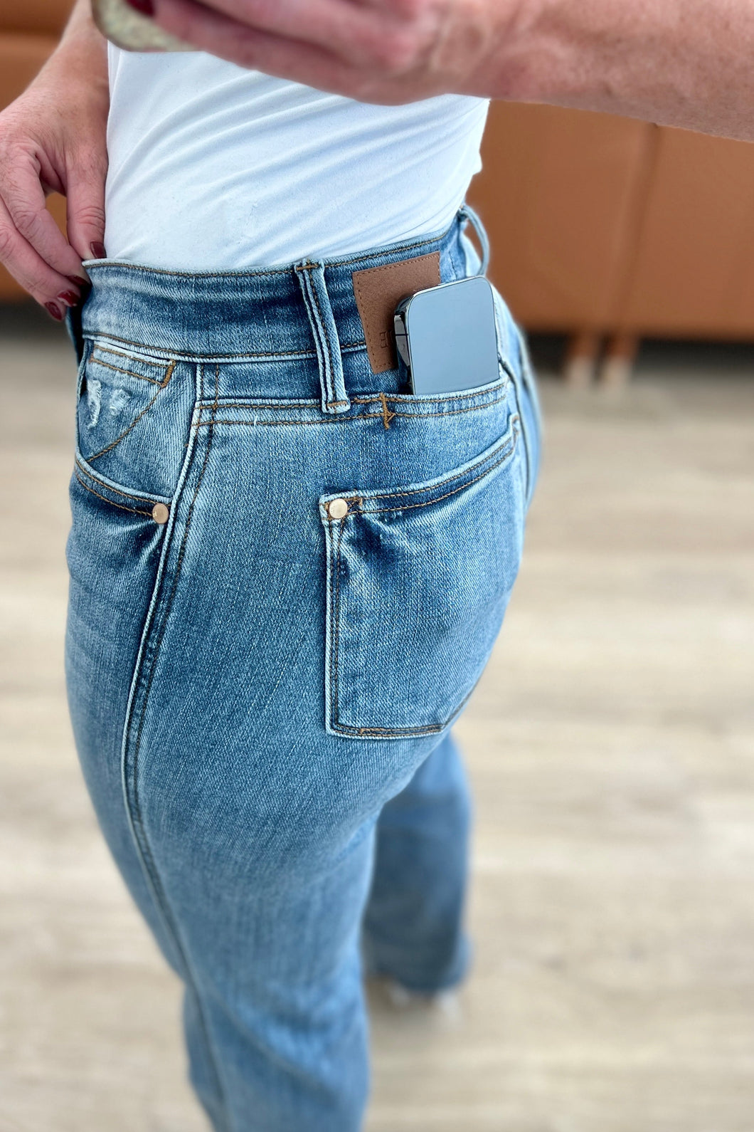Mid Rise Cell Phone Pocket Dad Jeans by Judy Blue