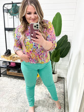 Load image into Gallery viewer, High Rise Garment Dyed Slim Judy Blue Jeans in Aquamarine