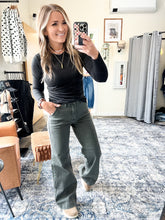 Load image into Gallery viewer, RISEN High Rise Wide Leg Slant Pocket Pants in Forest Shadow