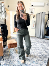 Load image into Gallery viewer, RISEN High Rise Wide Leg Slant Pocket Pants in Forest Shadow