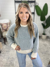 Load image into Gallery viewer, Charlotte Sweater - Teal and Ivory