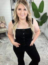 Load image into Gallery viewer, Tummy Control Top Retro Flare Judy Blue Overalls in Black
