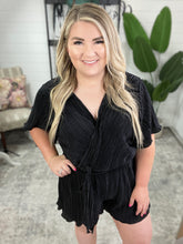 Load image into Gallery viewer, Lovely Life Plisse Romper in Black