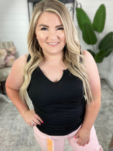 Load image into Gallery viewer, Daily Essential Notched Ribbed Tank in Black