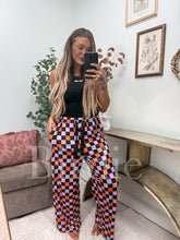 Load image into Gallery viewer, BIRDIE Stretchy Lounge Pants 2.0 in Candy Corn Checkered
