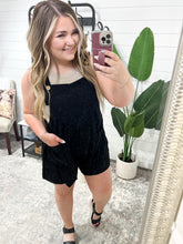 Load image into Gallery viewer, I Want You Back Linen Blend Shortalls in Black